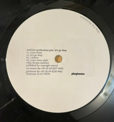 MELCHIOR PRODUCTIONS * LET'S GO DEEP * 12" WHITE LABEL PROMO PLAYHOUSE PLAY054 - Image 1 of 2