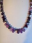 Amethyst Semi Precious Stone Modestly Stated Tear Drop Bead Necklace Jewelry