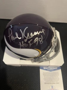 Paul Krause signiert mit "HOF 98" Aufschrift Throwback Mini Helm - Beckett COA - Bild 1 von 6