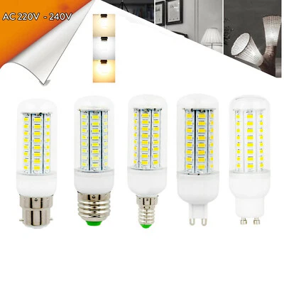 E14 E27 G9 B22 GU10 LED Corn Light Bulbs 7W - 30W White Bright 220V 240V Lamps - Image 1 of 4