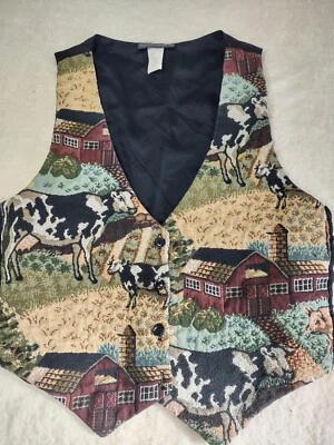 Vintage Saddle River Sportswear Cow Themed Vest Size Medium Granny Core Country  - Image 1 of 4