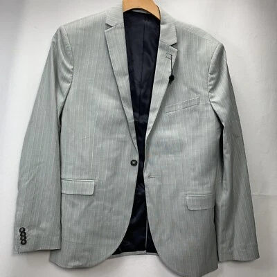 Blazer Topman Gris Rayas 44R Traje Abrigo Chaqueta Rayas Un Botón $248 Foto 1 de 4
