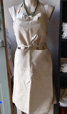 Linge Recyclé TABLIER Lin Foncé Grande Poche Fabrication Française - Photo 1/3