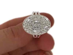 2Ct Round Lab-Created Diamond Cluster Engagement Ring 14K White Gold Plated - Picture 1 of 4