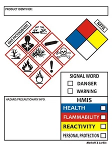 Etichette SDS OSHA GHS dati di sicurezza chimica 4 x 3 pollici | rotolo da 250 adesivi MSDS - Foto 1 di 6