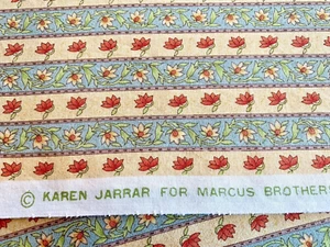 Karen Jarrar  Marcus Bros Cotton Fabric - Floral Stripe 1 3/4 yd x 44" w - Picture 1 of 4