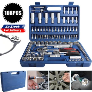 108Pcs Socket Ratchet Wrench Set Spanner External Torx Screwdriver Bit 1/2" 1/4" - Picture 1 of 18