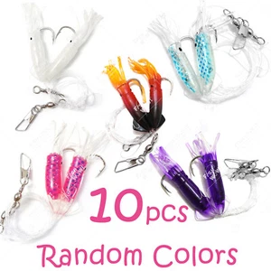 10pks 4.5" Pesca Ling Bacalao Plataforma Doble Bombilla Calamar Lingcod Rockfish Colores Aleatorios - Imagen 1 de 7