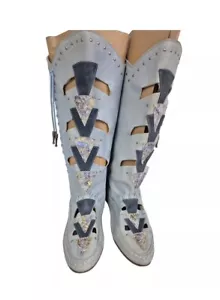 Vintage 80โs Saks Fifth Ave Southwestern Collage Boots ๐๐ข๐จ - Picture 1 of 12