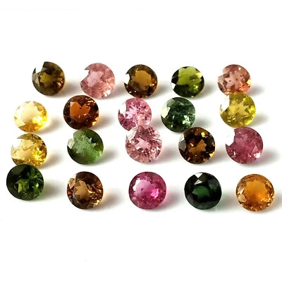 5X5 mm Round Tourmaline Multi Color Faceted Natural Calibrated Gemstone 20 Piece - Image 1 of 4