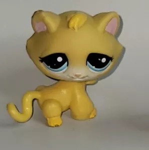 Littlest Pet Shop gelbe Katze 1035 blaue Punkte Augen Kätzchen Kätzchen LPS Paw Up - Bild 1 von 2