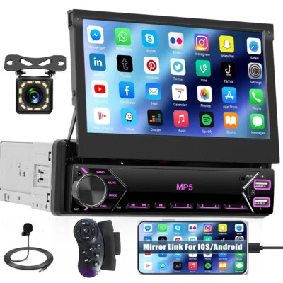 Autoradio Bluetooth 1 Din 7" Bildschirm IPS Touchscreen Radio FM USB AUX +Kamera - Bild 1 von 4