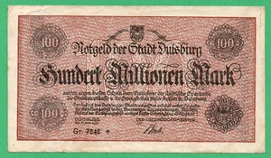 Germania Duisburg 100.000.000 marchi carta moneta 1923 circolata 7242 - Foto 1 di 2