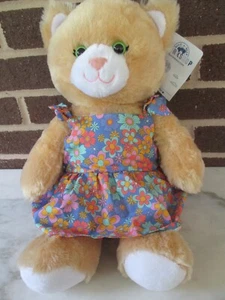 Vestido/bragas blancas Build A Bear Kitty Cat "Jennifur" bronceado 14" felpa retro flor - Imagen 1 de 5