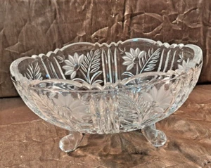 VTG MCM CRYSTAL GLASS INDUSTRIES 24% LEAD MARGARET PATTERN OVAL BOWL--W. GERMANY - Picture 1 of 8