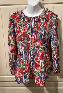 Cable & Gauge Floral Pleated Blouse Women's PL Long Sleeve - Picture 1 of 8