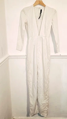 AQ/AQ Womens Dress White Size UK 4 Patsy Maxi Deep V Front Back Split Event - Image 1 of 4