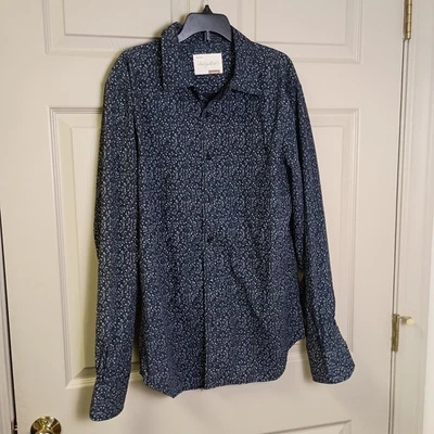 Sovereign Code Mens Button Front Shirt Size Medium Blue Long Sleeve Floral - Image 1 of 4