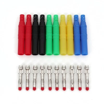 10Pcs 5 Colors Straight Insulated Shrouded Safety 4mm Banana Male Plug Connector - Image 1 of 4