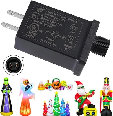 Replacement Yard Inflatable Adapter 12V 1.25A, Transformer US Plug for Halloween - Image 1 of 4
