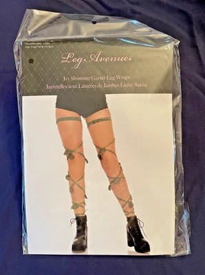 Leg Avenue Verde Hiedra Brillo Liguero Envolturas Talla Única Estilo 1939 NUEVO Foto 1 de 4