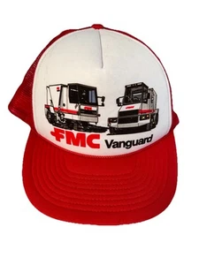 Rare FMC Vanguard Street Sweeper Mesh Snapback Vtg Red Mesh Trucker Hat Cap - Picture 1 of 4