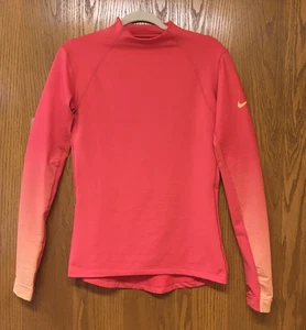 Nike Pro Women's Hyperwarm Long Sleeve Coral Top Shirt Stretchy Size Large - Picture 1 of 7