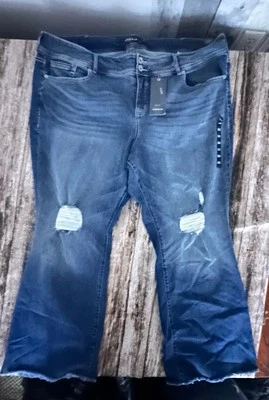 Torrid Denim Flare Jeans - Faded Style Jeans With Distressed Bottoms - Size 26S - Image 1 of 4