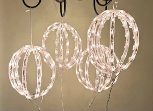 4-10" Round 3D Spheres Light Up Hanging Christmas Holiday Ornaments Balls Kmart - Picture 1 of 5