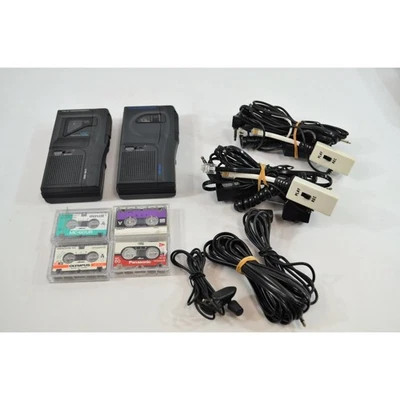 TT Systems VTR-100 Micro-Cassette Tele-Recorder LOT of 2 w/ Mics Tapes READ DESC - Image 1 of 4