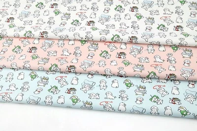 Day of Lovely Maltese Dog Puppy patterned Fabric made in Korea by the Half Yard - Image 1 of 4