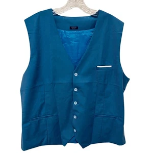COOFANDY Suit Vest Men's L Blue Slim Formal Waistcoat V-Neck - Picture 1 of 13