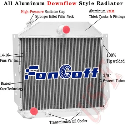 3 Row Aluminum Radiator For 51-57 International Harvester L/R/S Series Truck Foto 1 de 4