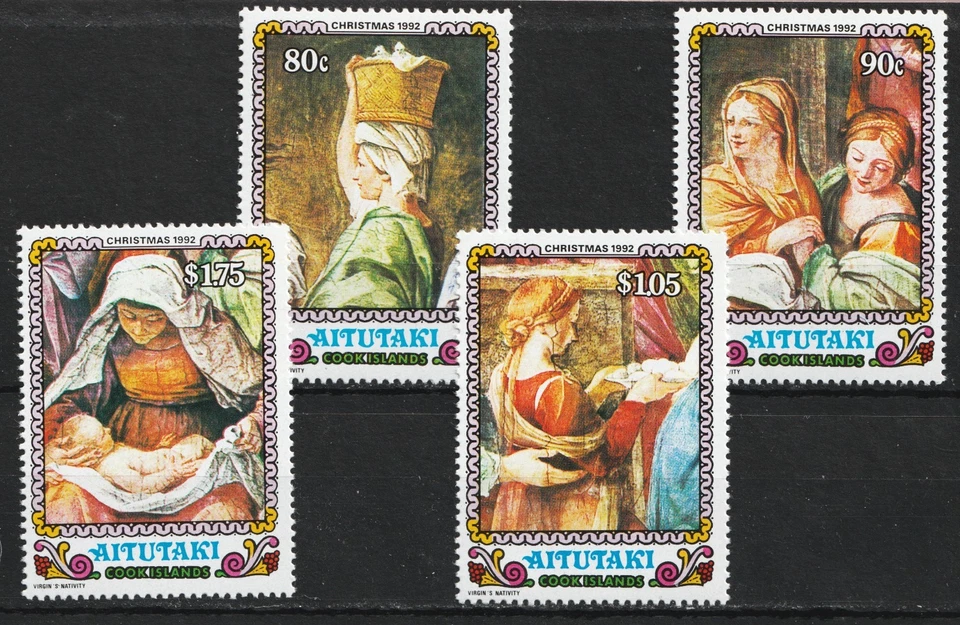 1992 Aitutaki Cook Islands Sc# 474-77 - Christmas, Seasonal. MNH Cv$8.50 - Image 1 of 1