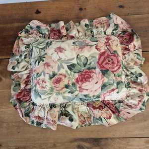 Vintage CROSCILL Arbor Rose Floral Throw Bed Pillow with Ruffles 19" X 16" USA - Picture 1 of 10