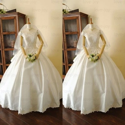 Vestidos de novia vintage de los años 80 con hombros descubiertos elegantes apliques de encaje vestidos de novia Foto 1 de 4