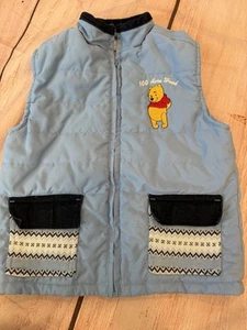 Vintage Boys 5T Winnie The Pooh Wonderful World Of Disney Blue Vest Fair Isle - Picture 1 of 3