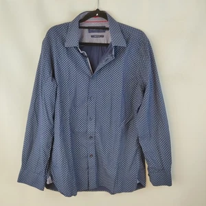 Flinders Lane Mens Pure Cotton Dress Shirt Blue Geometric Pattern Size M 40 - Bild 1 von 8