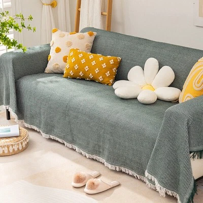Non-Slip Sofa Cover Cotton Blend Couch Protector – Soft Washable Throw - Image 1 of 4