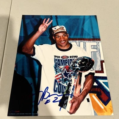 larry brown autograph 8x10 Signed Superbowl Mvp XXX 30 Auto Dallas Cowboys  - Image 1 of 2
