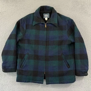 Vintage Woolrich Black Watch Jacket Mens Large Plaid 90s Wool Sherpa Lined Coat - Picture 1 of 12