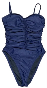 NEW J.CREW Sz 14 NAVY BLUE RUCHED SWEETHEART ONE PIECE SWIMSUIT BF176 New W Tags - Picture 1 of 7
