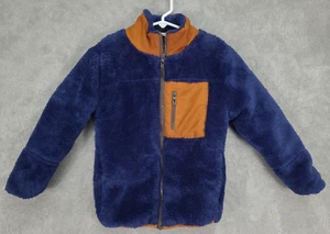 Tommy Bahama 2022 Kids Fleece Faux Fur Jacket Boys Size 5-6 Blue - Picture 1 of 12
