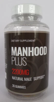 MANHOOD PLUS 2200 MG - 30 GUMMIES - NATURAL MALE SUPPORT - 06/2026 - Photo 1/2