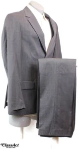 H&M Blue Gray 2 Piece Suit Super 100 Wool Slim Fit 40R Flat Fronts 34" Waist - Picture 1 of 14
