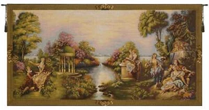 Romance at the Garden Lake 27x54 in Jacquard Woven Decorative Wall Tapestry NEW - Picture 1 of 4