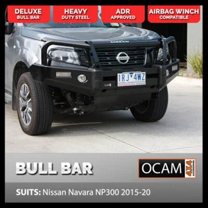 OCAM Deluxe Steel Bull Bar for Nissan Navara NP300 07/2015-02/2021 & OCAM 12k Wi - Picture 1 of 12