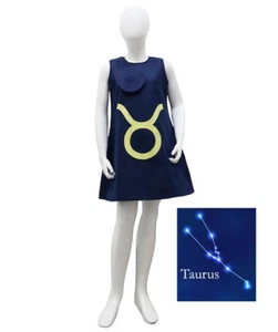 Child Girl 12 Constellation Virgo Scorpio Party Costume Trolls A-line Blue Dress - Picture 1 of 25