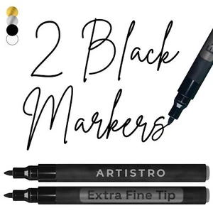 2 Fine Tip Acrylic Paint Pens for Rock Wood Glass Plastic Black Extra Fine - Picture 1 of 6