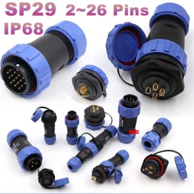 SP29 Bulkhead Aviation Plugs Rear Nut Socket IP68 Waterproof Connector 2~26 Pins - Image 1 of 4